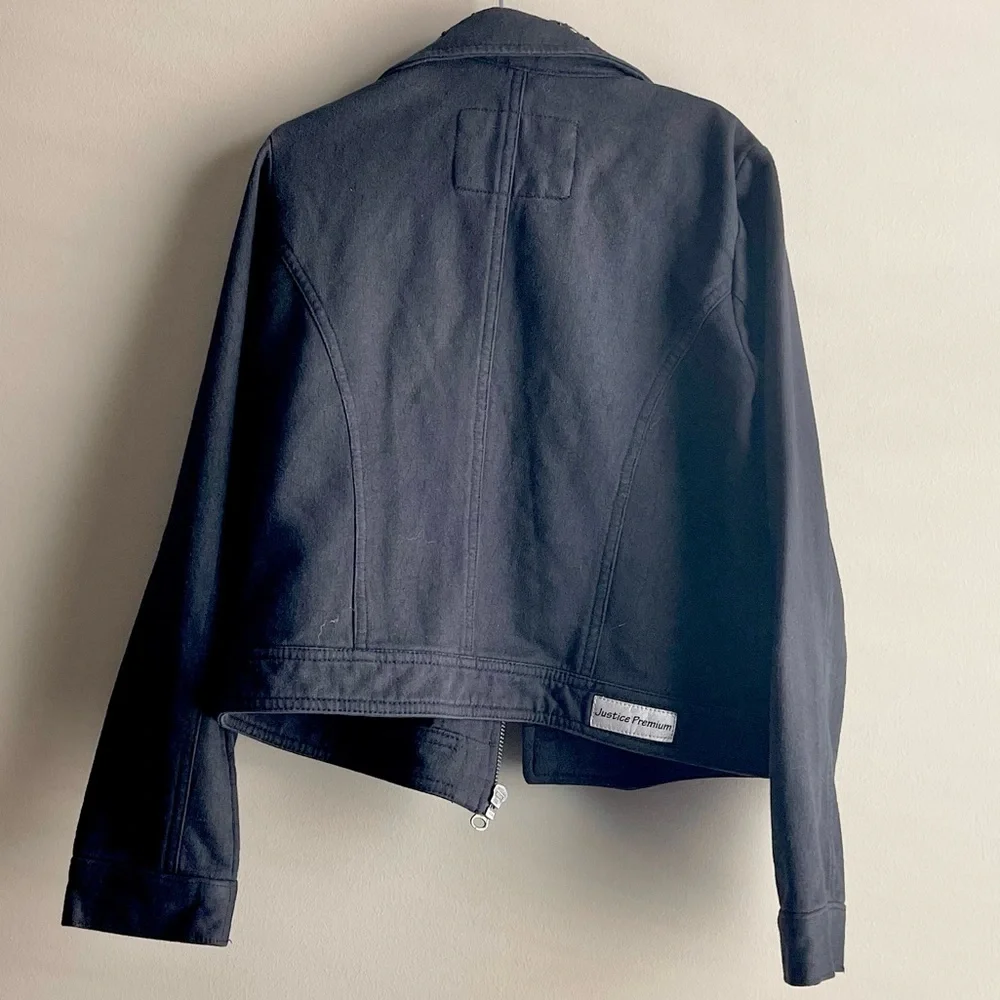 Justice Premium Black Moto Jacket with Rhinestones